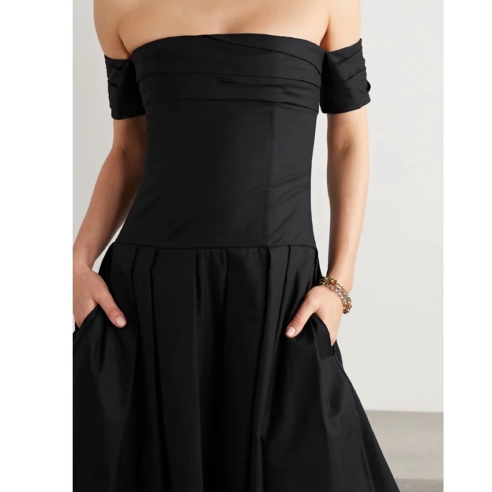 NWT KHAITE Amanda Off shoulder black midi dress